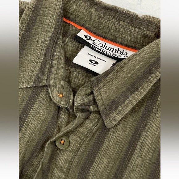 Columbia Youth Boys Longe Sleeve‎ Striped Camp Shirt Green size M Outdoors PFG - Picture 14 of 16